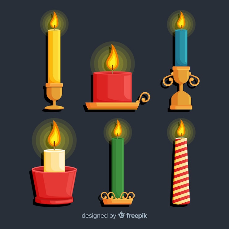 Vetor grátis coleção de velas de natal de design plano