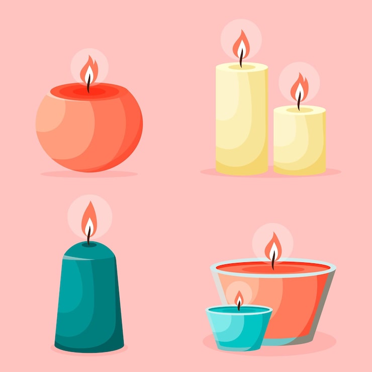 Vetor grátis coleção de velas perfumadas com detalhes