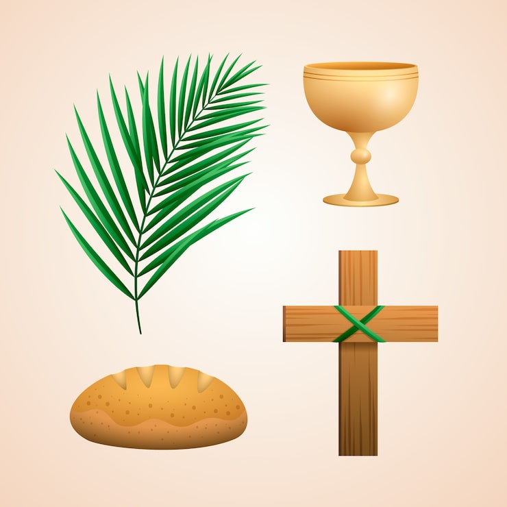 Vetor grátis colecção de elementos de design de gradiente para palm sunday.