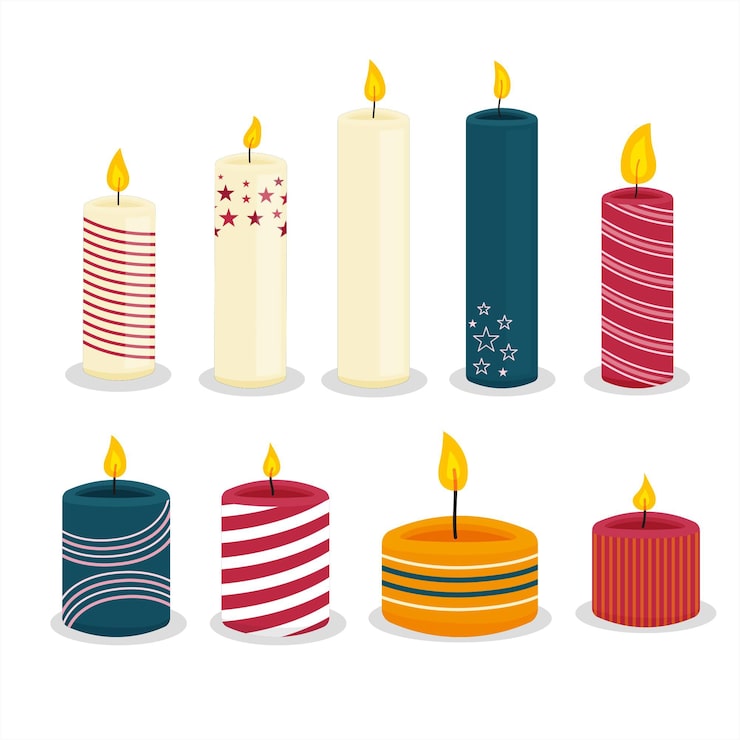 Vetor grátis conjunto de velas de natal de design plano