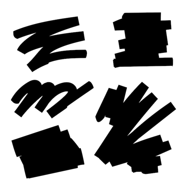 Vetor grátis estilo de marcador grosso do scribble set