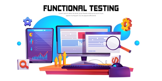 Vetor grátis faixa de teste funcional. metodologia de programação