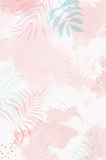 Vetor grátis fundo aquarela com folhas rosa