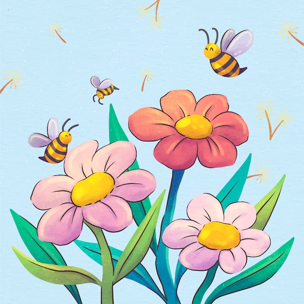 Vetor grátis ilustração primavera aquarela