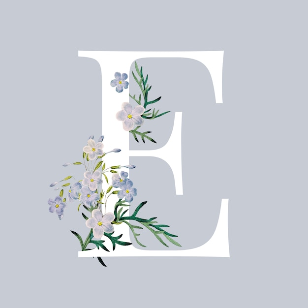 Vetor grátis letra e com flores