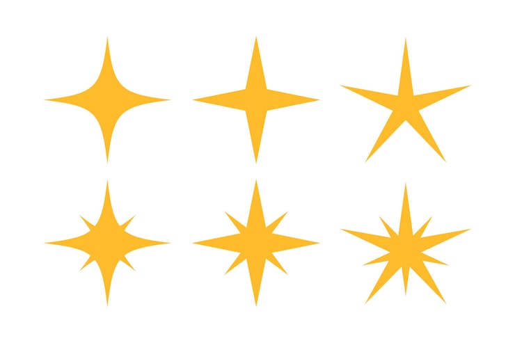 Vetor grátis pacote de estrelas brilhantes amarelas