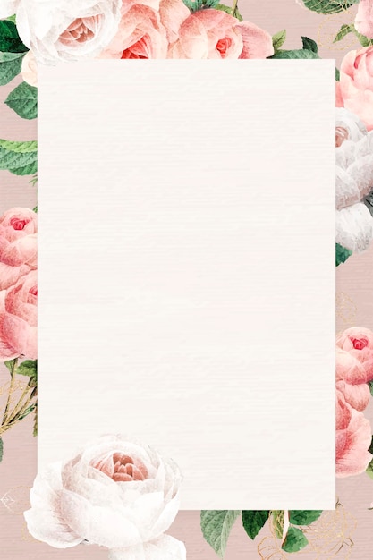 Vetor grátis vetor de moldura retangular floral em branco