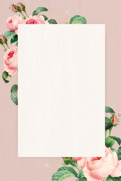 Vetor grátis vetor de moldura retangular floral em branco