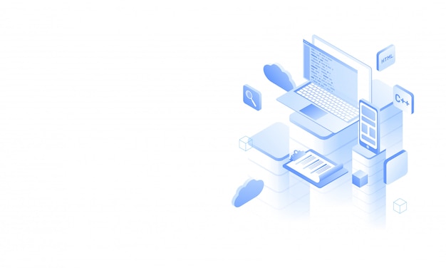 Vetor desenvolvimento de software ou conceito de programação.