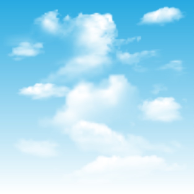 Vetor fundo com céu azul e nuvens.