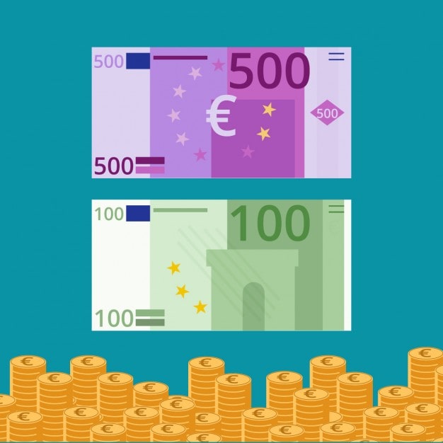 Vettore gratuito appartamento in euro banconote e monete
