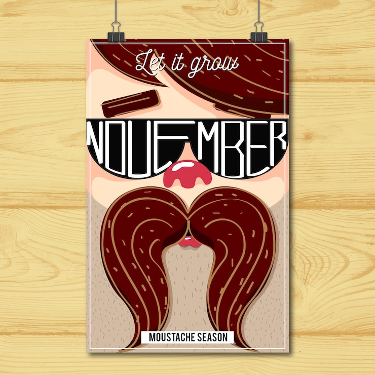 Vettore gratuito brochure movember con occhiali da sole