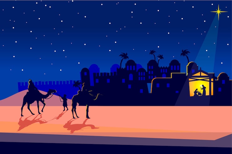Vettore gratuito concetto di presepe in design piatto