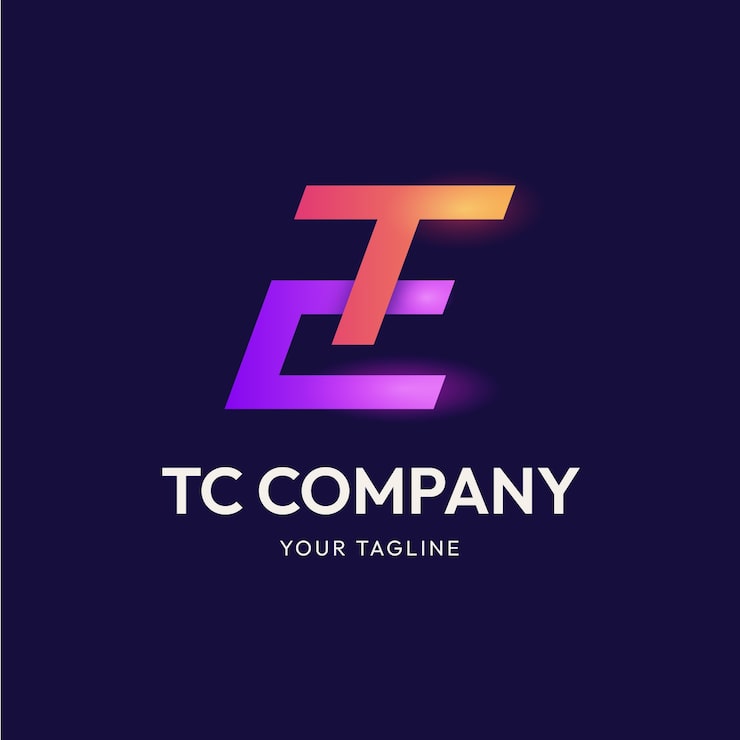 Vettore gratuito design del logo tc sfumato