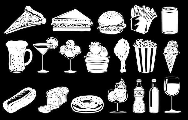 Vettore gratuito doodle design di cibi