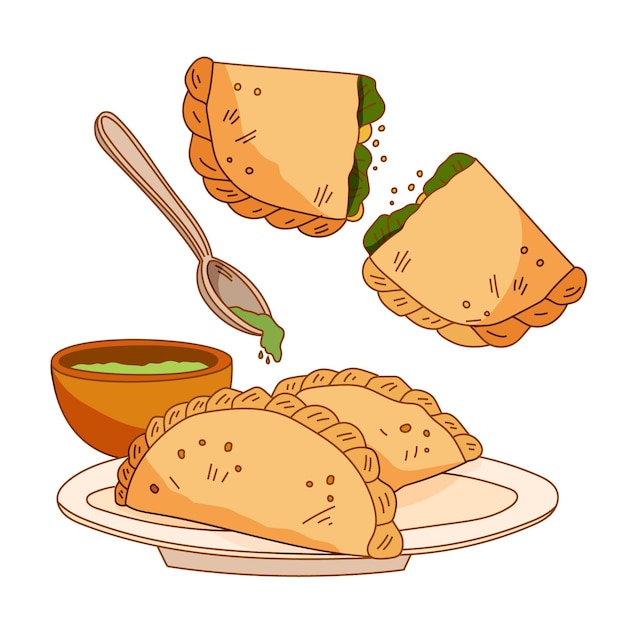 Vettore gratuito empanada set concept