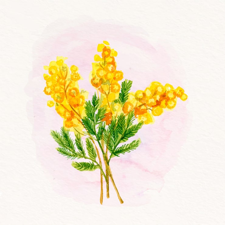 Vettore gratuito illustrazione della mimosa dell'acquerello