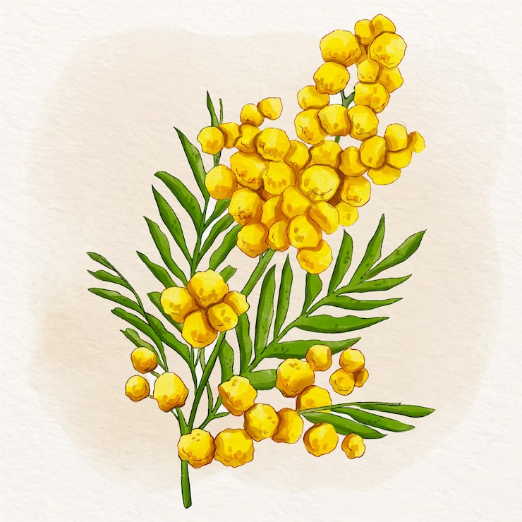 Vettore gratuito illustrazione della mimosa dell'acquerello