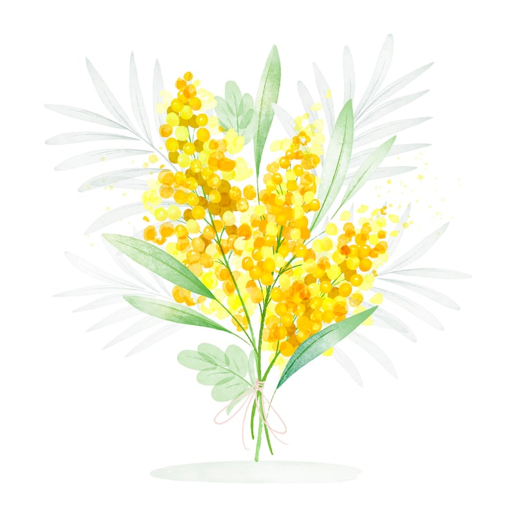 Vettore gratuito illustrazione della mimosa dell'acquerello