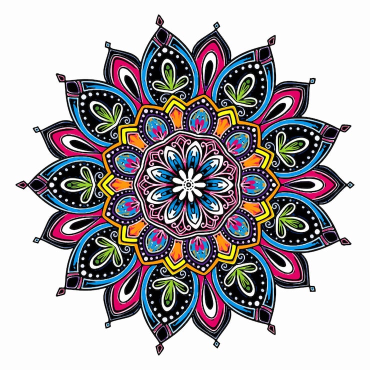 Vettore gratuito mandala decorativa astratta colorata su sfondo bianco