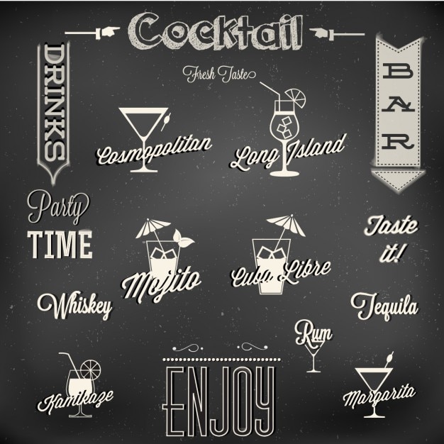 Vettore gratuito menù di cocktail