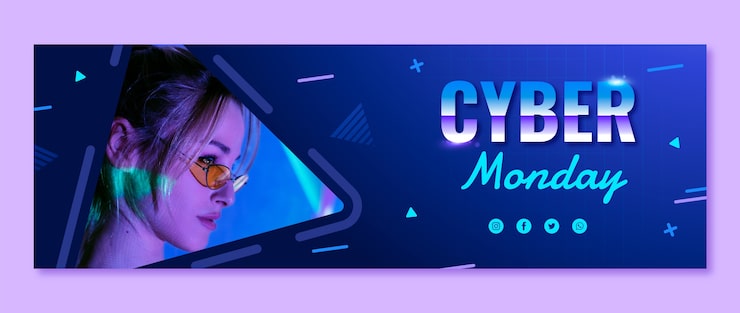 Vettore gratuito modello di intestazione twitter del cyber lunedì