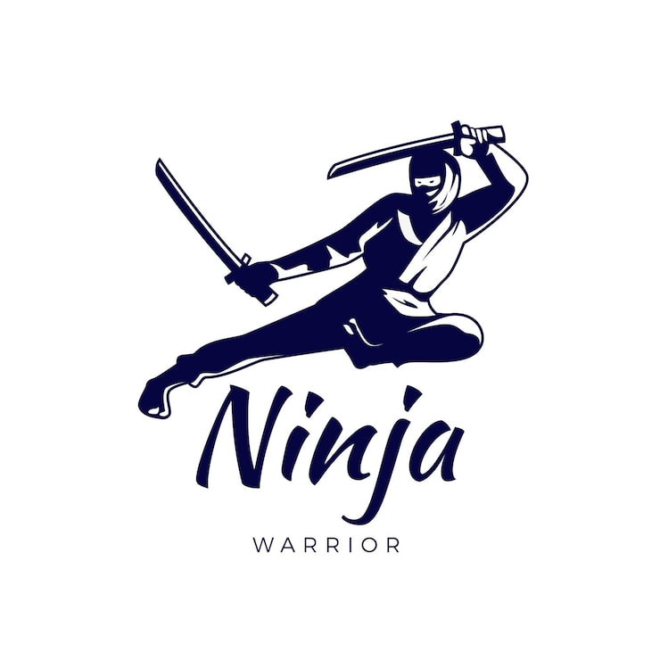 Vettore gratuito modello di logo ninja in design piatto