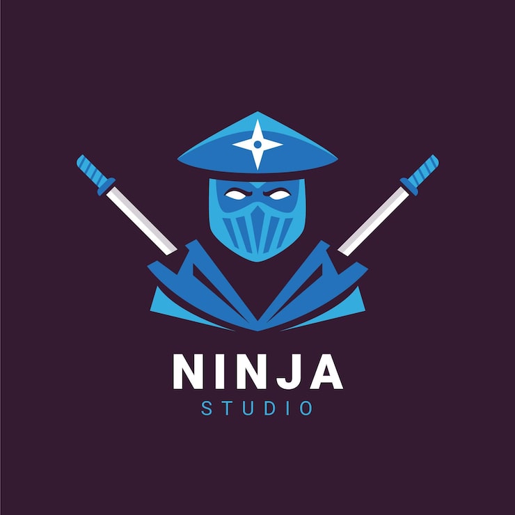 Vettore gratuito modello di logo ninja in stile piatto