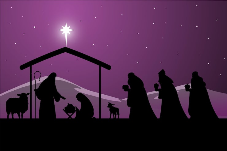 Vettore gratuito presepe di sagoma