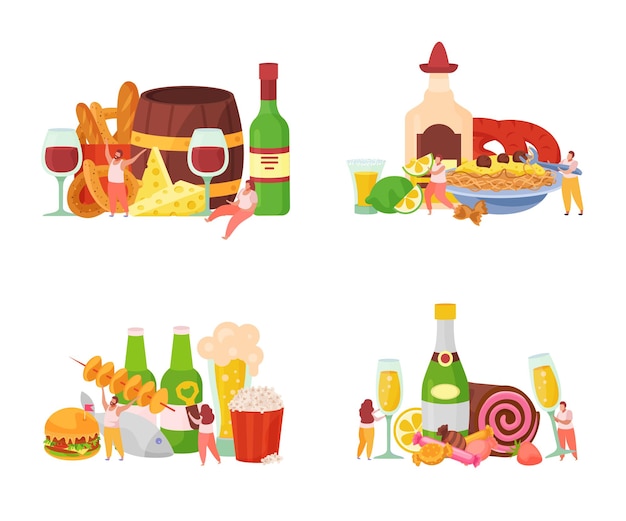 Vettore gratuito set cocktail e aperitivi