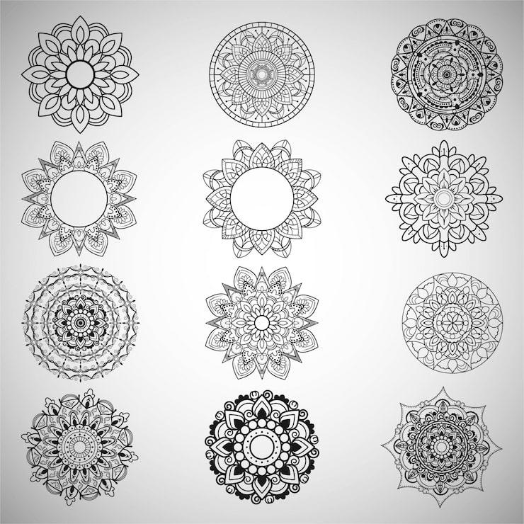 Vettore gratuito set di design mandala