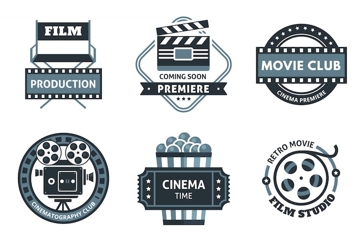 Vettore gratuito set di emblemi del cinema