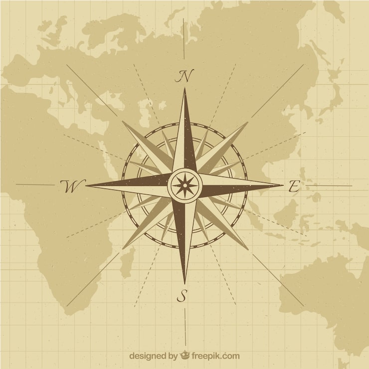 Vettore gratuito sfondo bussola mappa d'epoca