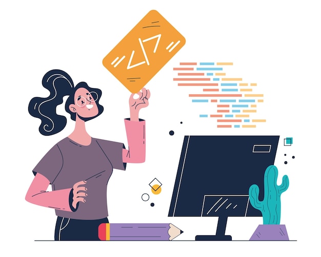Vettore codice software programma business developer codice sito web lavoro di squadra concetto di programmazione astratta