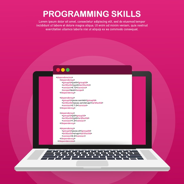 Vettore competenze di programmazione per sito web e modello di sito web mobile