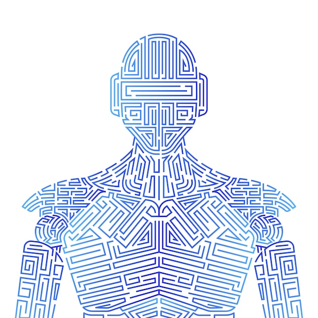 Vettore intelligenza artificiale robot linee di gradiente blu