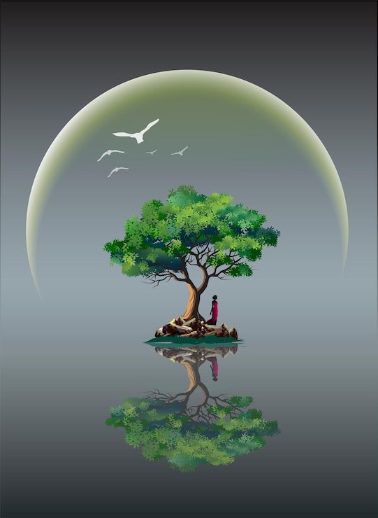 Vettore lone tree