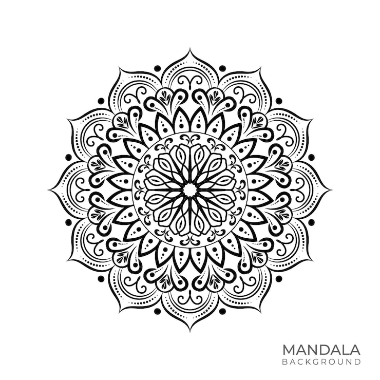 Vettore mandala su sfondo bianco con il titolo mandala.