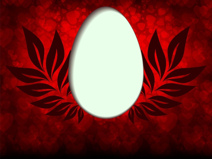 Vettore sfondo rosso con silhouette uovo di pasqua