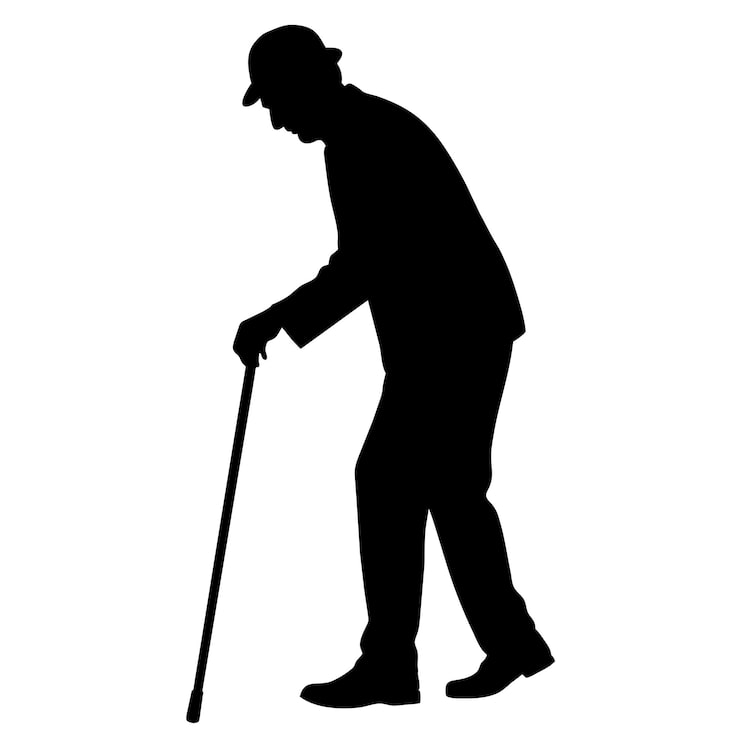 Vettore una silhouette di un uomo con un cappello e un bastone