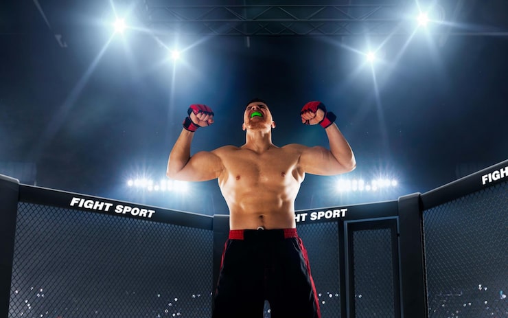 Gratis Foto mma-vechters op professionele ring fighting championship