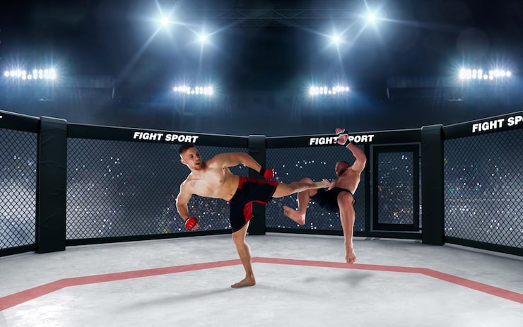 Gratis Foto mma-vechters op professionele ring fighting championship