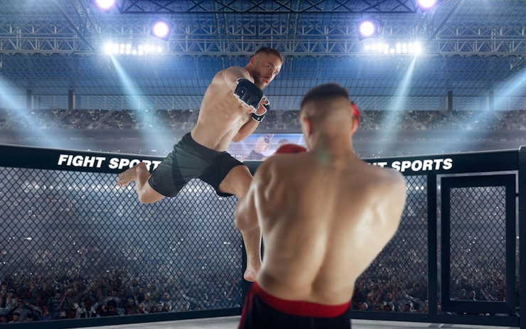 Gratis Foto mma-vechters op professionele ring fighting championship