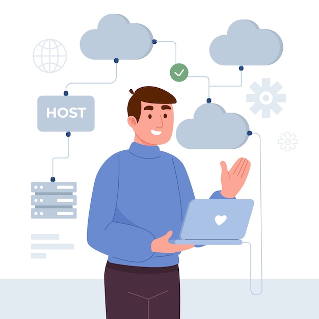 Gratis Vector abstracte creatieve website hosting illustratie