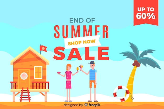 Gratis Vector achtergrond van de verkoop aan het einde van de zomer