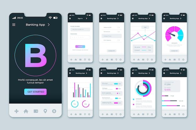 Gratis Vector bank app-interface