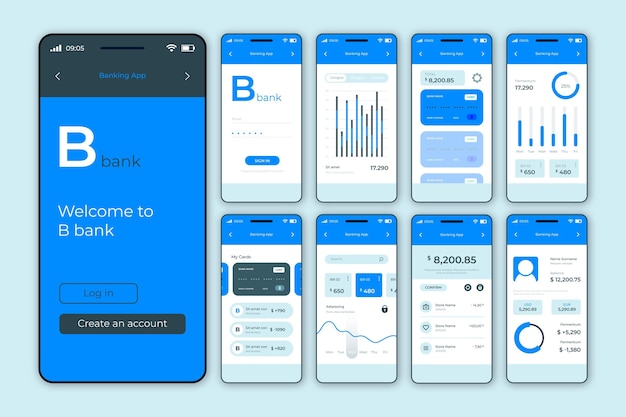 Gratis Vector bank app-interface