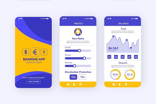 Gratis Vector bank app-interface
