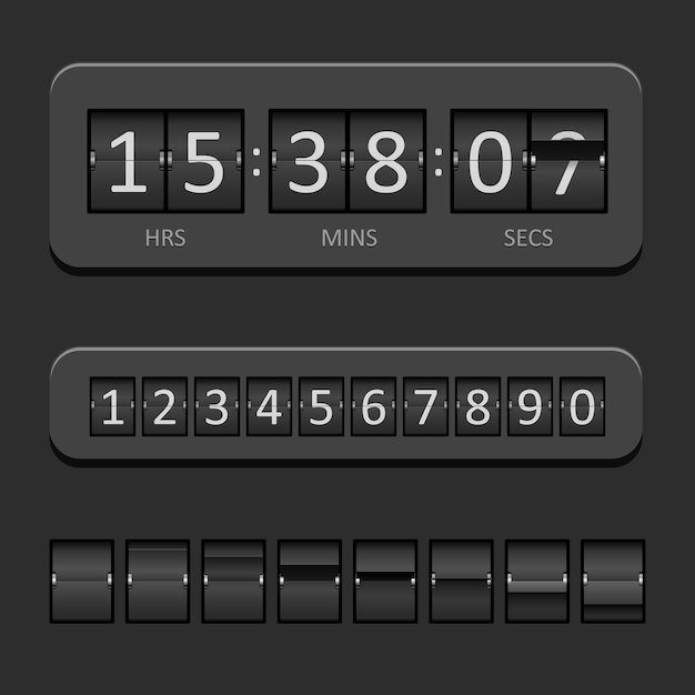 Gratis Vector black countdown board en timer vectorillustratie