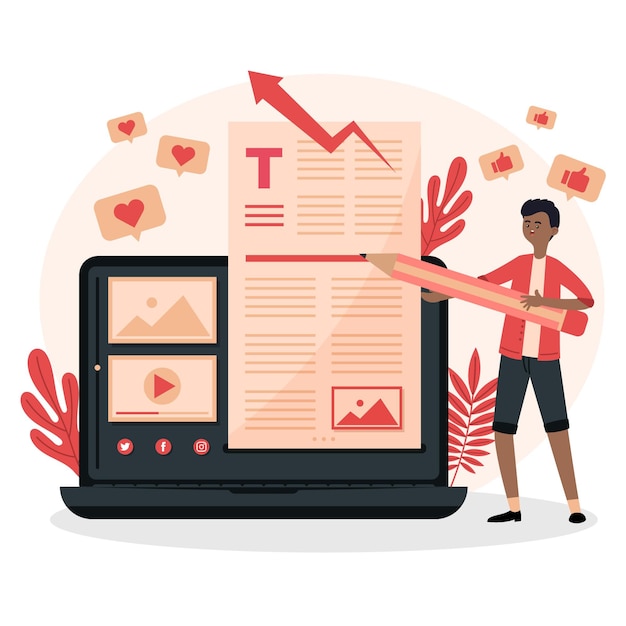 Gratis Vector bloggen concept met man